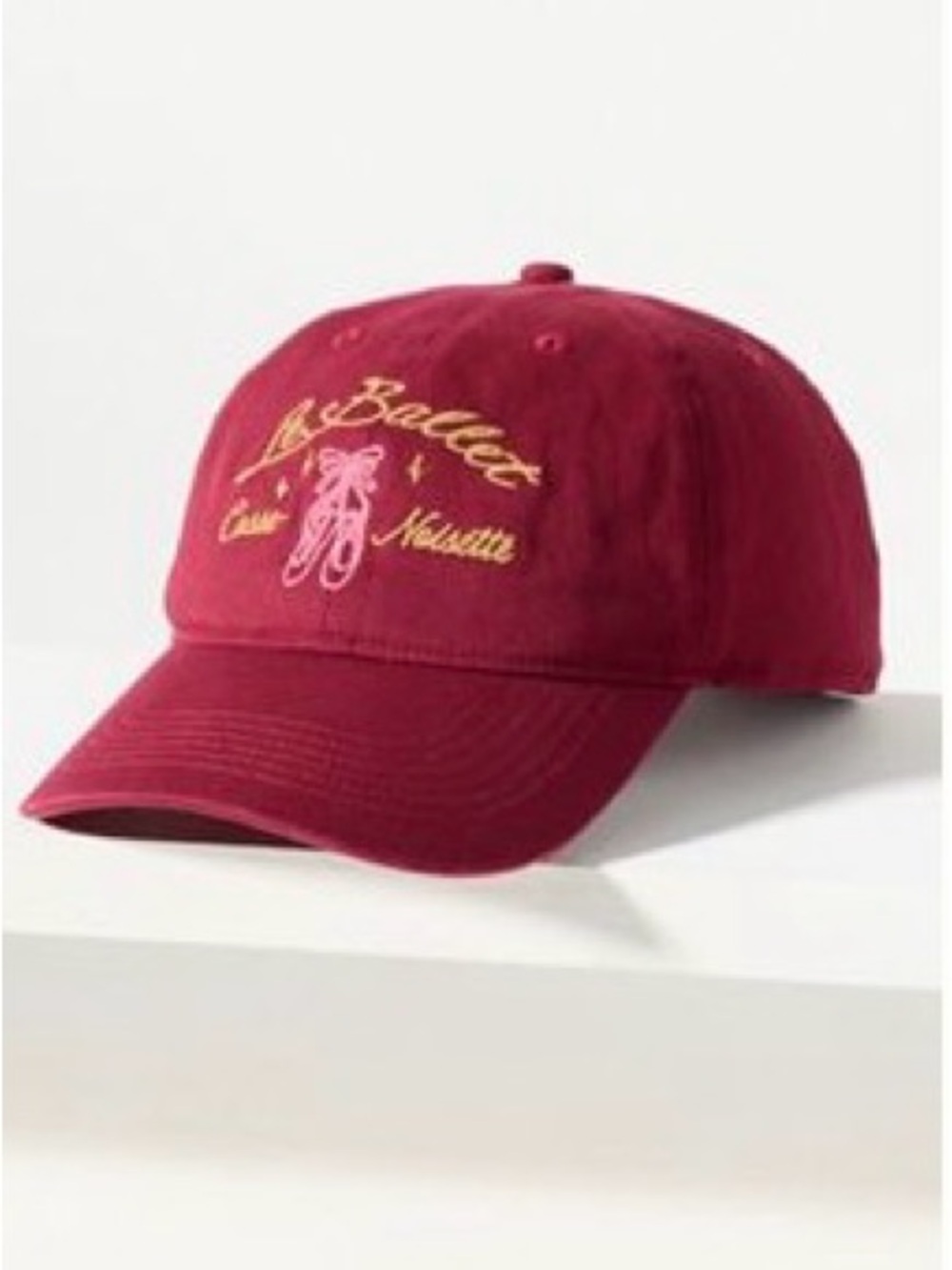 Anthropologie burgundy ballet baseball cap